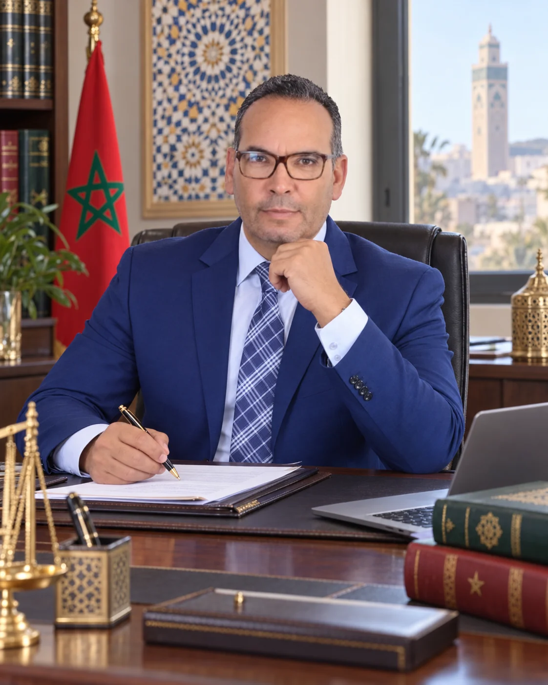 Maître Abdelilah Jamai lors de l'étude d'un dossier juridique